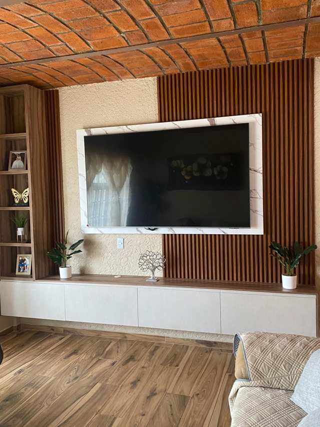 Centro de entretenimiento rústico con ladrillo aparente — Muebles de Entretenimiento, Cocinas & Closets Stylo